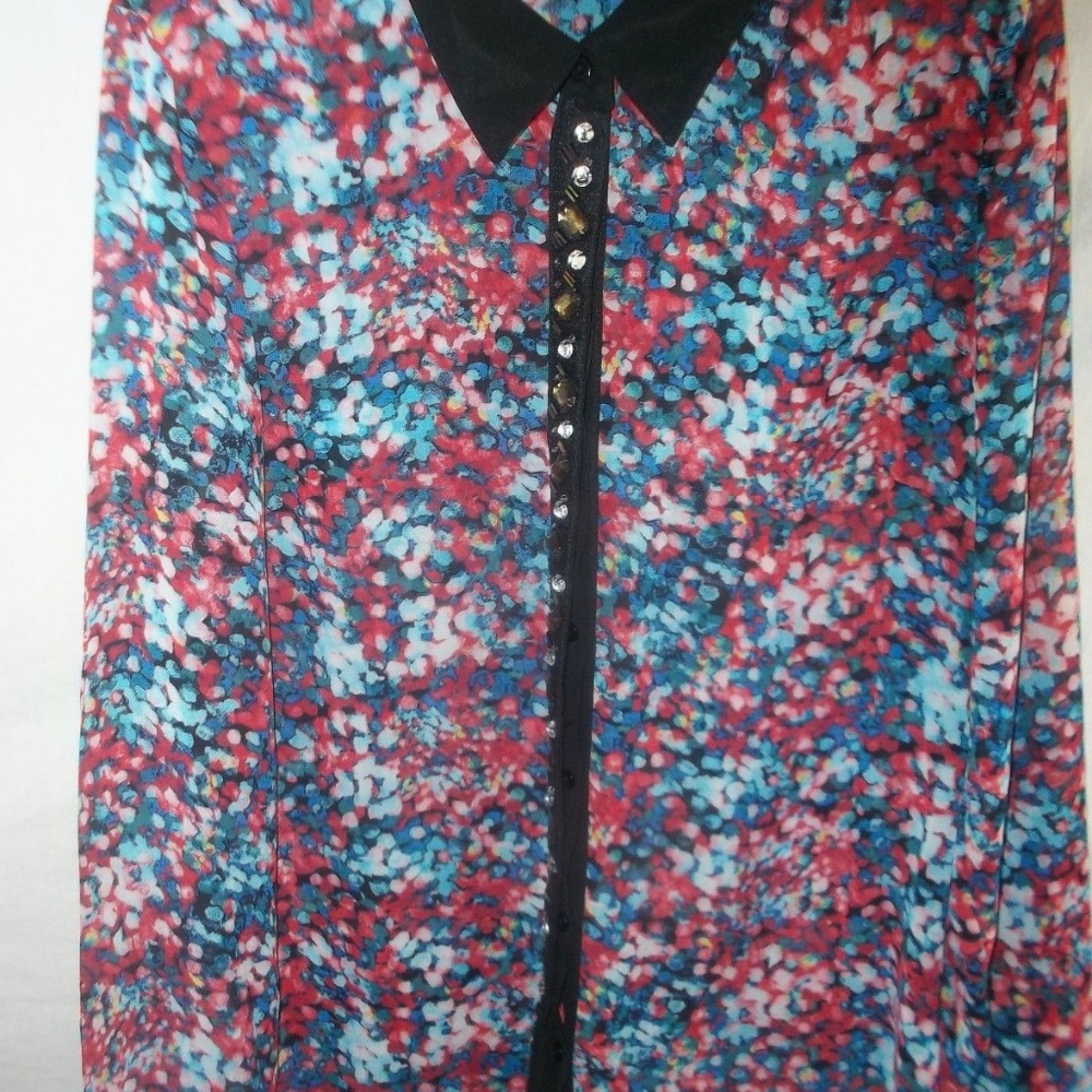 Ny Collection Multi Color Blouse Top Size Medium - image 5